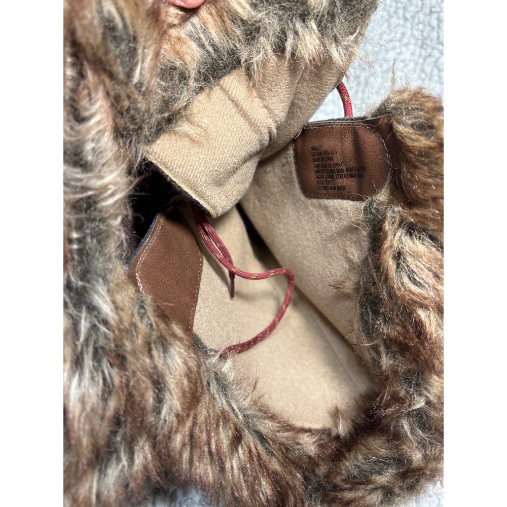 Marley Womens Brown Plaid Faux Fur Trim Lace Up Winter Duck Boots Size 8 - Picture 6 of 8